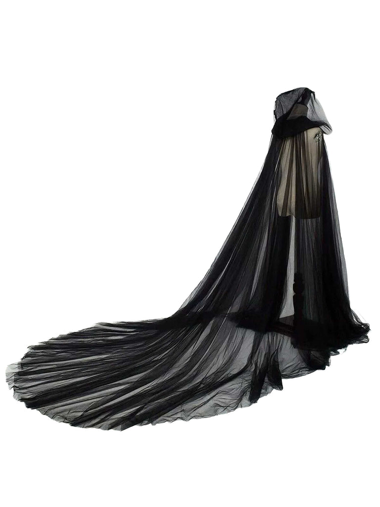 Cape à capuche noire en maille pour mariée vampire d'Halloween