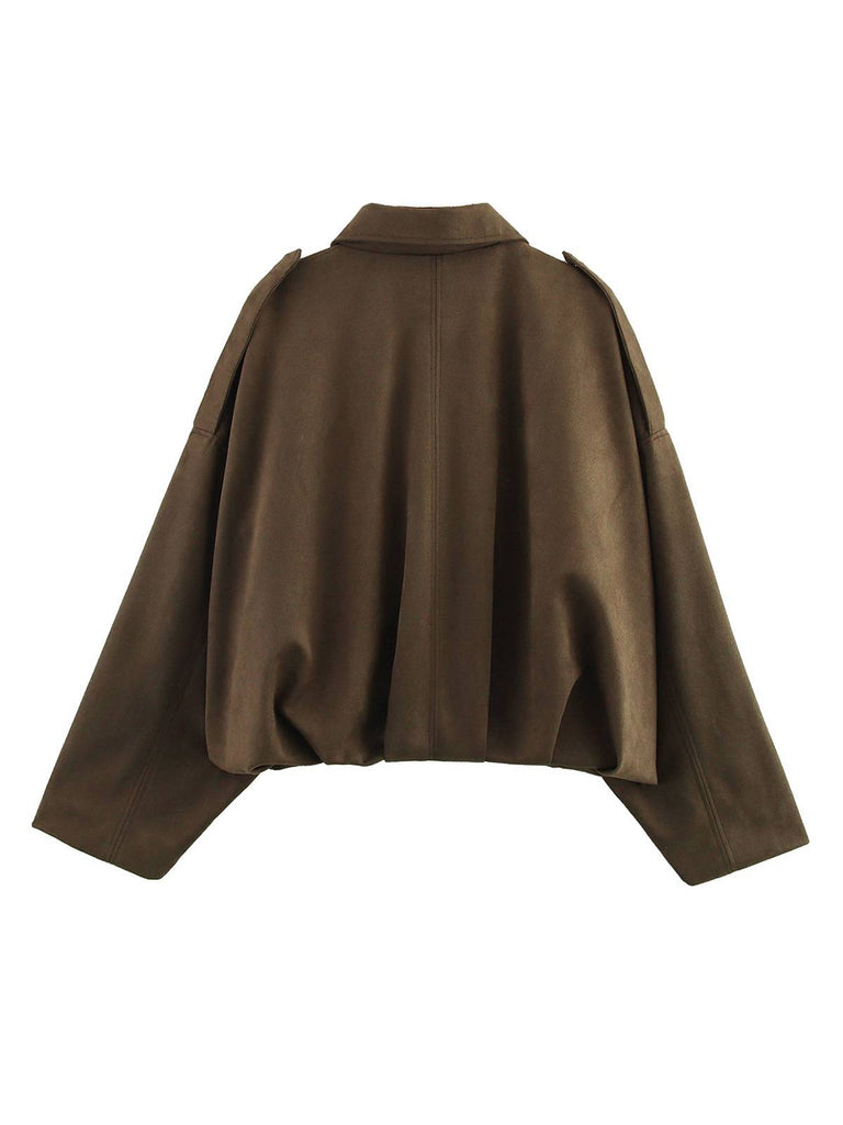 Veste surdimensionnée en daim à revers années 1980