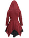 Haut tunique à capuche gothique rouge à ourlet asymétrique des années 1980