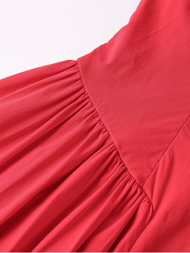 Robe mi-longue plissée à lacets et dos nu années 1960