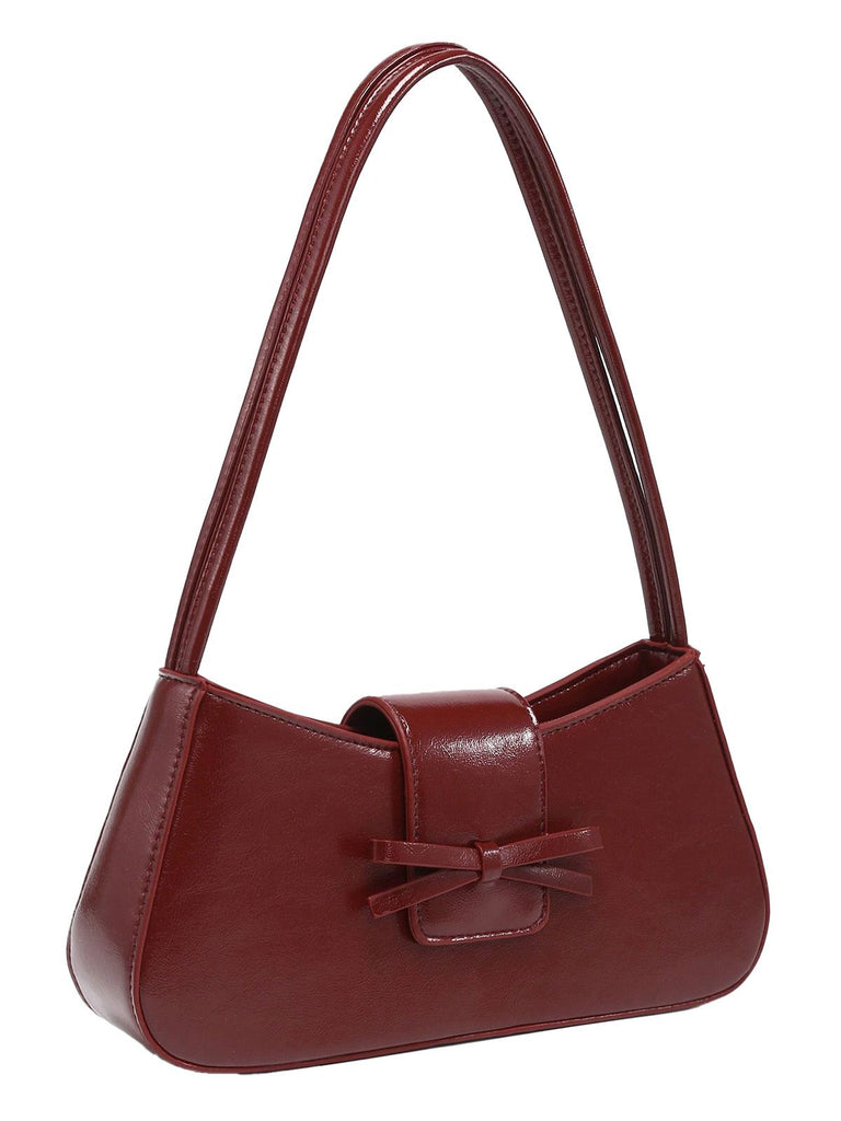 Sac baguette en cuir vintage avec nœud