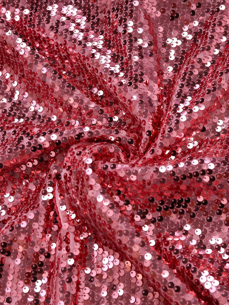 Robe longue de sirène rose à paillettes fente haute des années 1920