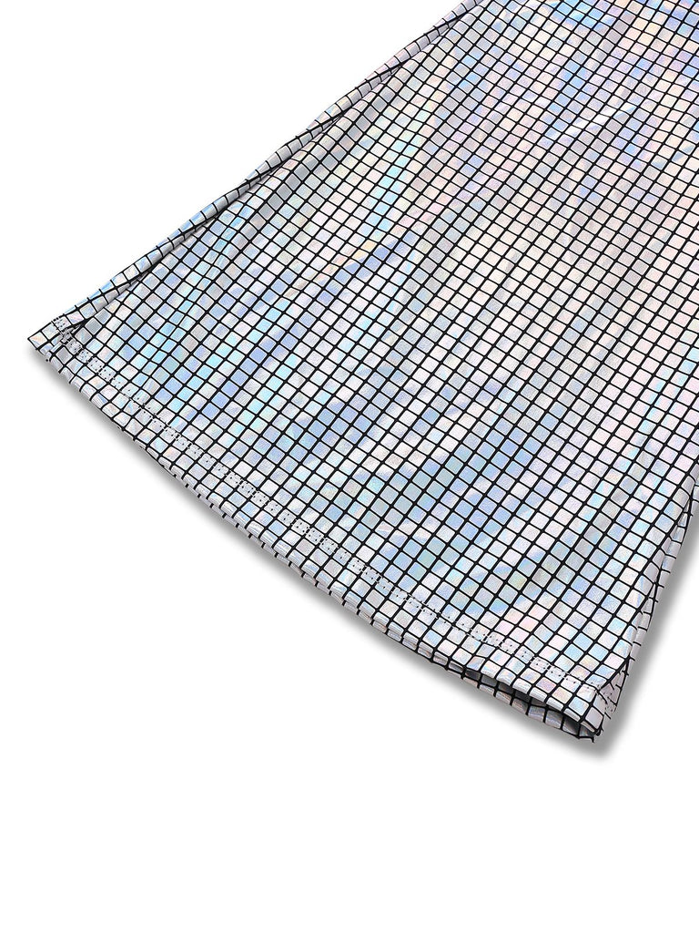 Combinaison métallique sans manches disco argentée des années 1970