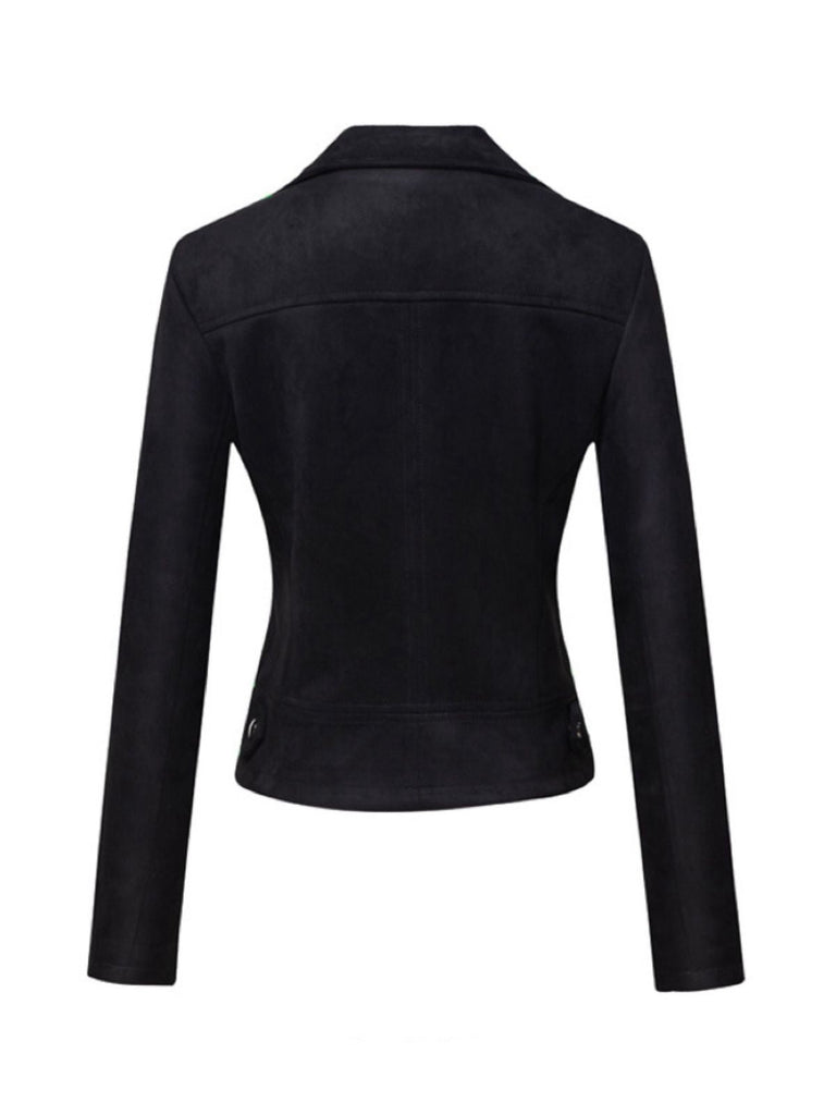 Veste en cuir suédé à revers uni années 1980