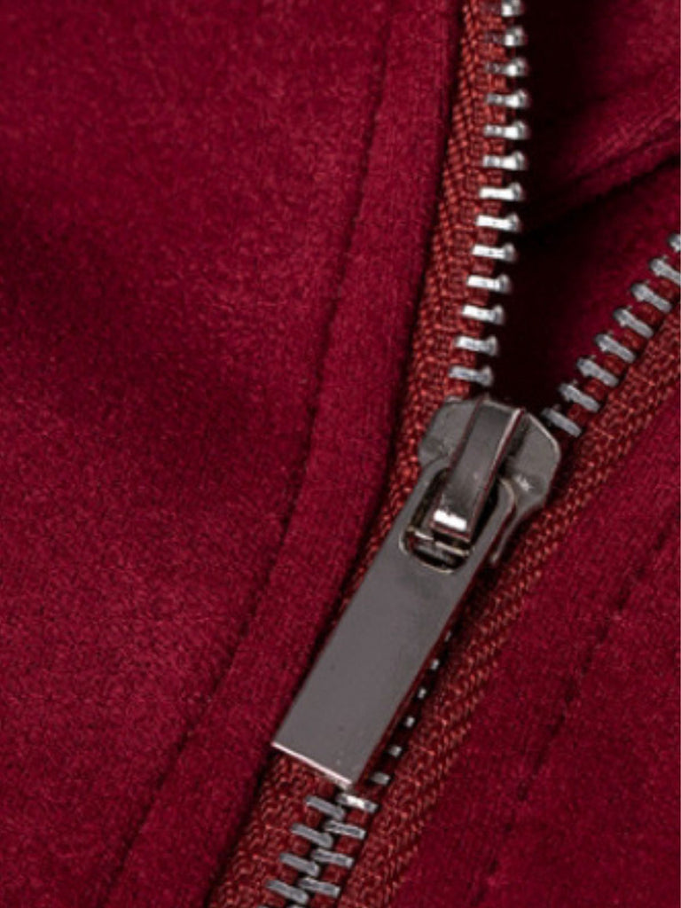 Veste en cuir suédé à revers uni années 1980