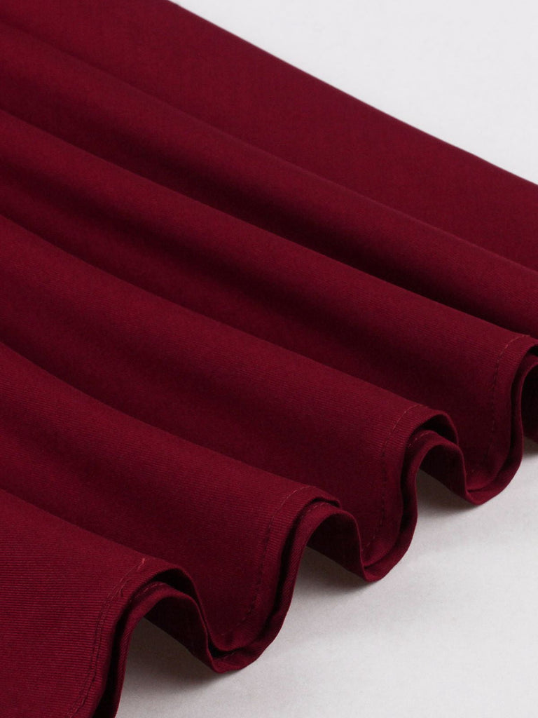 2PCS Haut et jupe boutonnés à volants rouges années 1950