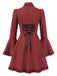 Robe rouge gothique à carreaux manches cloche à lacets des années 1960