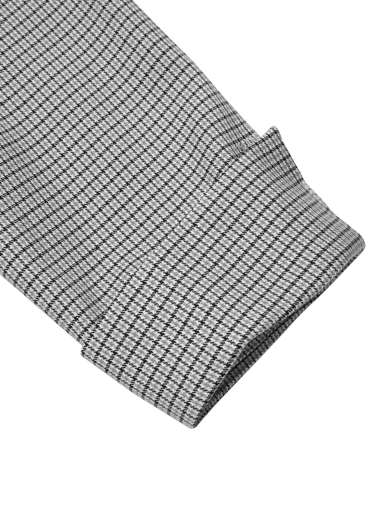 Robe pied-de-poule à col nœud amovible années 1950