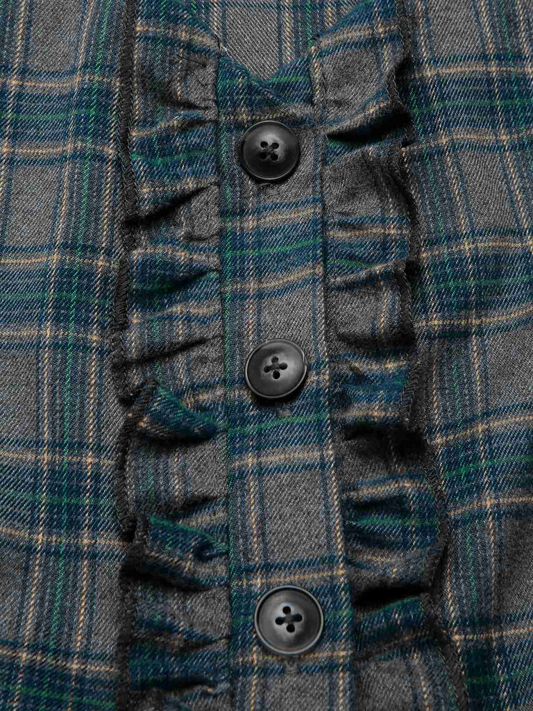 2PCS Robe gris à volants et chemisier en coton années 1950