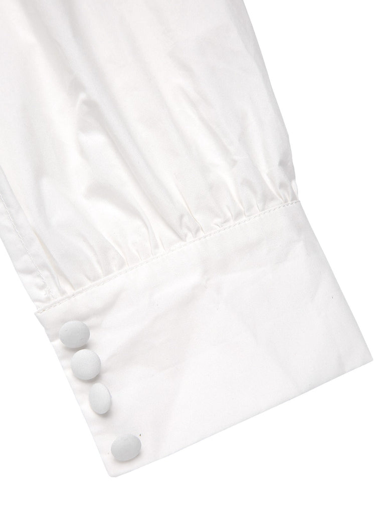 2PCS Robe gris à volants et chemisier en coton années 1950