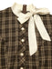 Robe trapèze marron à carreaux avec nœud années 1960