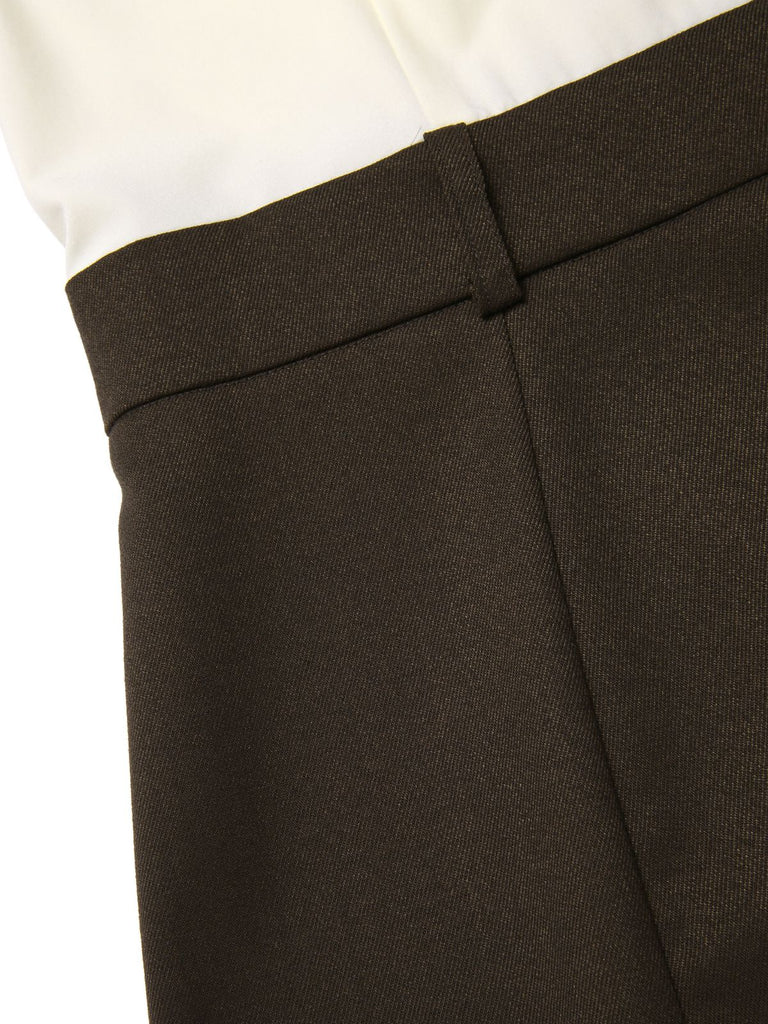 Robe crayon marron et col contrasté années 1960