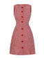 Robe rouge à carreaux vichy boutonnée sans manches des années 1960
