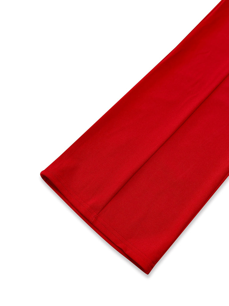 Combinaison manches bouffante en dentelle rouge unie des années 1960