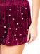 Short en velours rouge orné de perles des années 1950