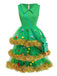 Ensemble de robe à volants vert sapin de Noël des années 1950