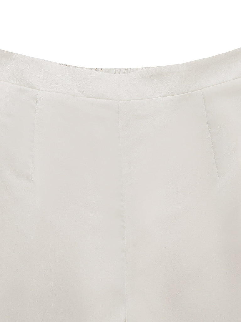 2PCS Haut et pantalon beiges à col bénitier sans manches, style années 1950