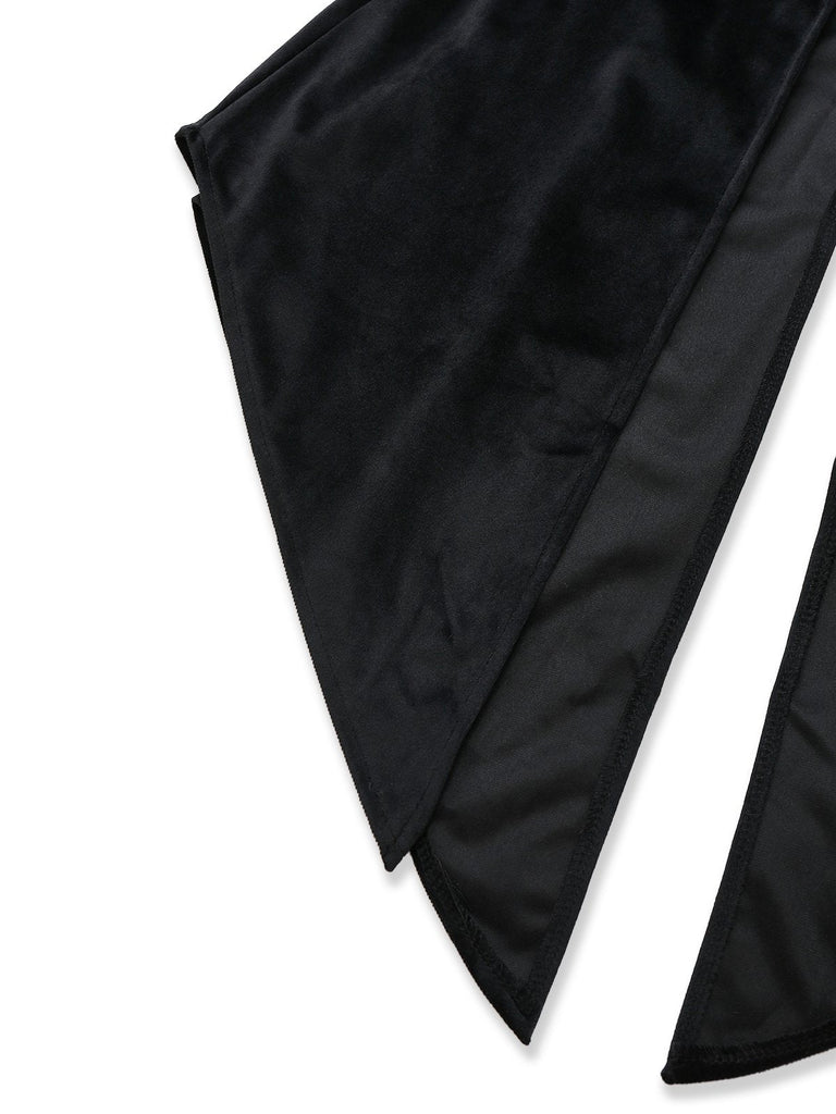 Veste noire brodée de fleurs de style victorien des années 1950