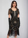 Robe à franges et paillettes à encolure dégagée des années 1920