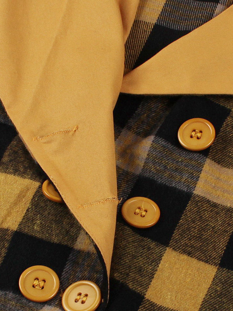 Robe à carreaux vichy avec ceinture et revers boutonnés des années 1950