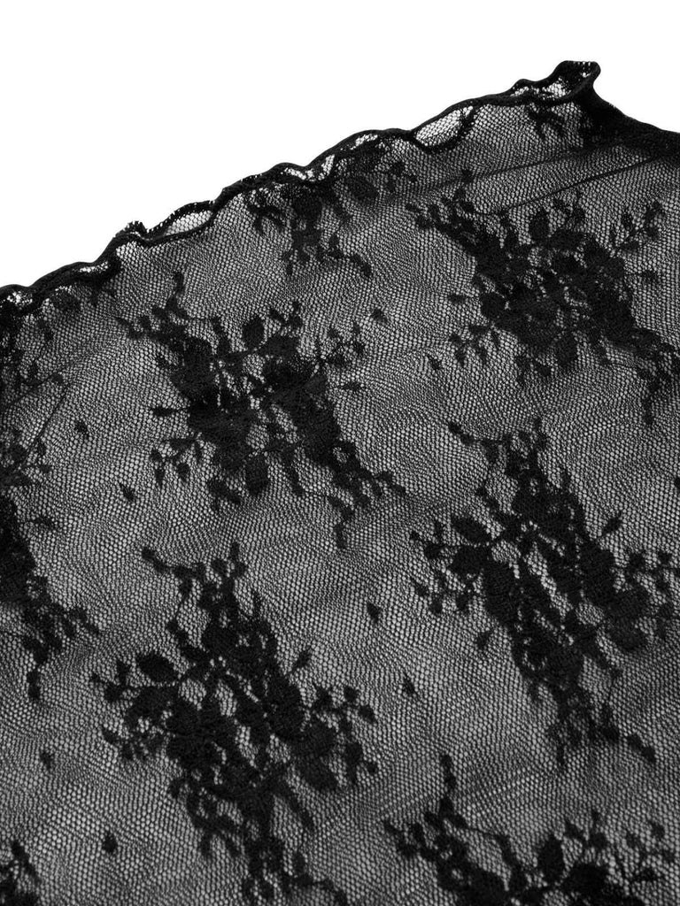 2PCS Combinaison noire en maille et velours des années 1950