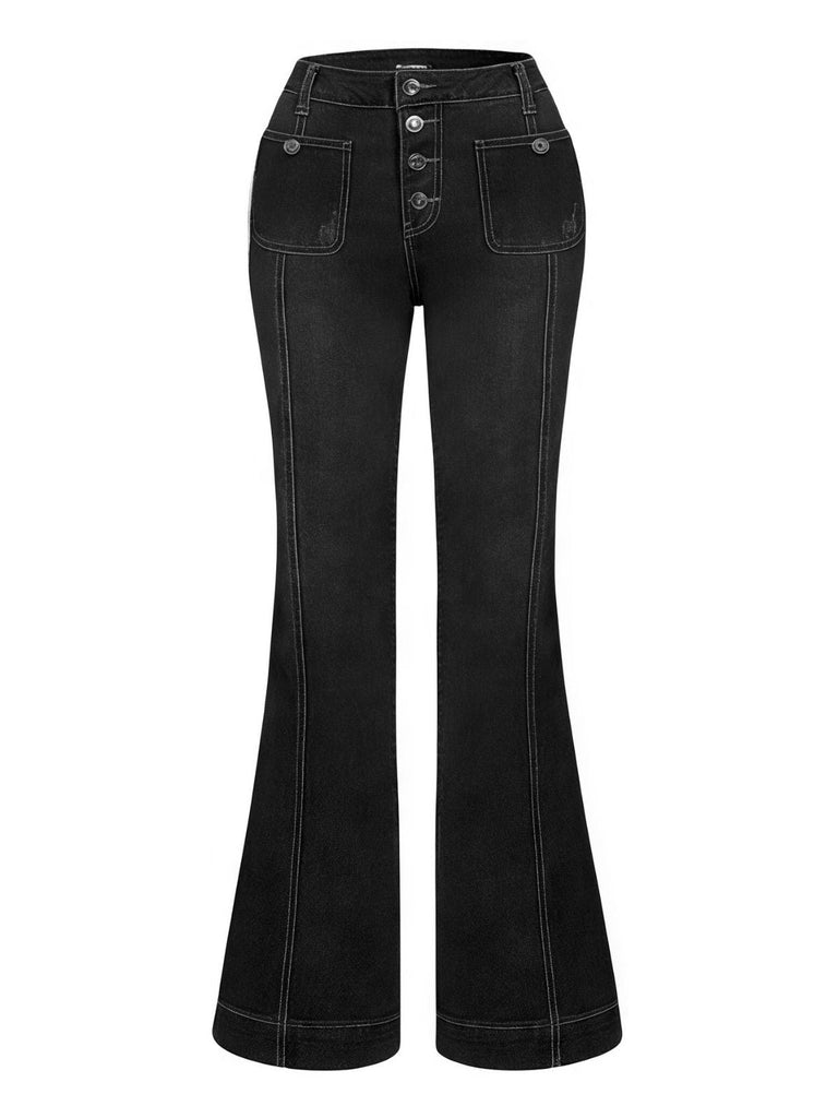 Jean évasé en denim à poches longues des années 1950