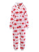 Combinaison pyjama à capuche en flanelle rouge imprimé Noël des années 1980