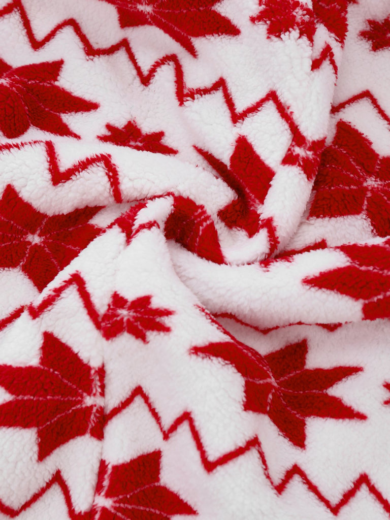 Combinaison pyjama à capuche en flanelle rouge imprimé Noël des années 1980