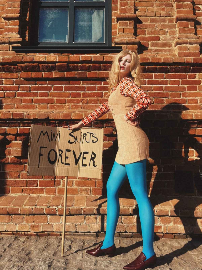 2PCS Chemisier orange des années 1960 et mini robe en tweed