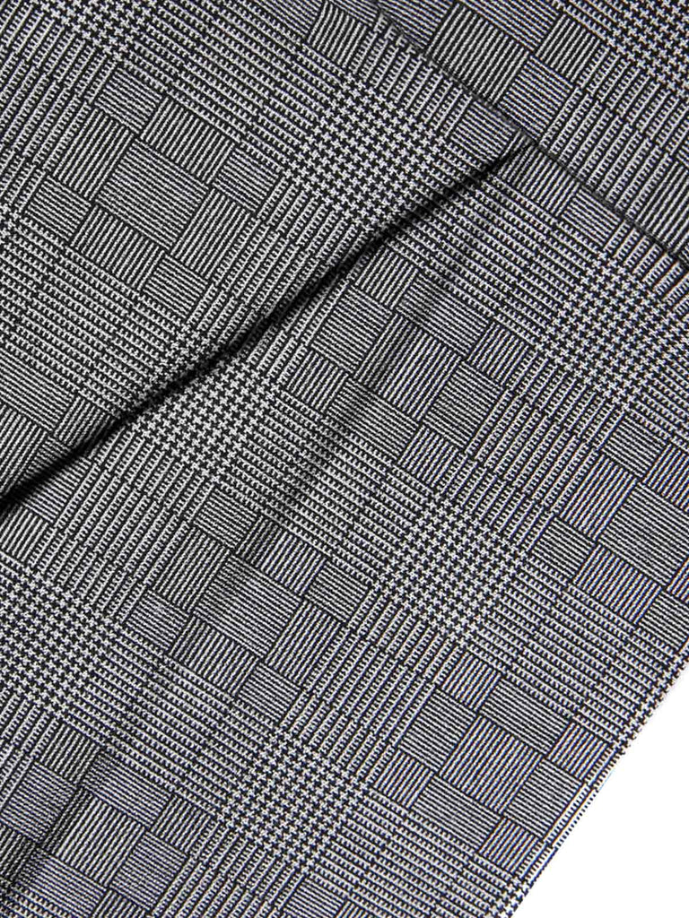 Chemisier manches bouffantes satin et pantalon bretelles à carreaux années 1940