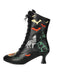 Bottes mi-mollet à lacets motif chauve-souris et citrouille d'Halloween