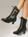 Bottes mi-mollet à lacets motif chauve-souris et citrouille d'Halloween
