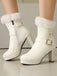 Bottes à talons hauts vintage en fausse fourrure avec boucle