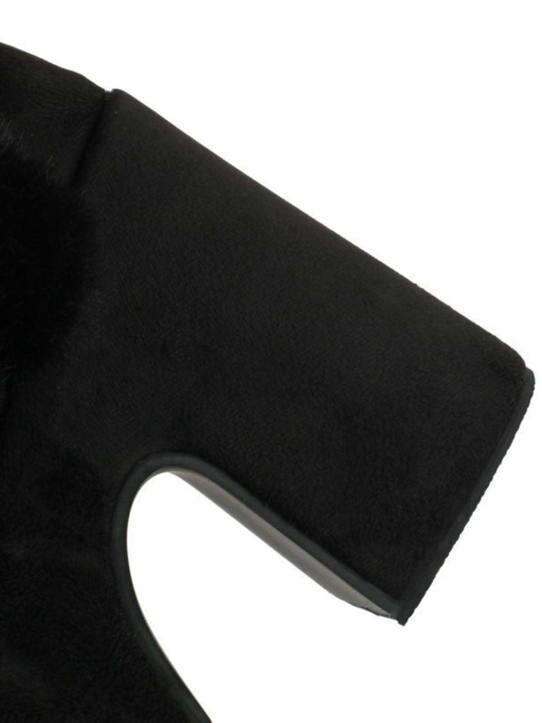 Bottes à talons hauts et bout rond en fausse fourrure vintage