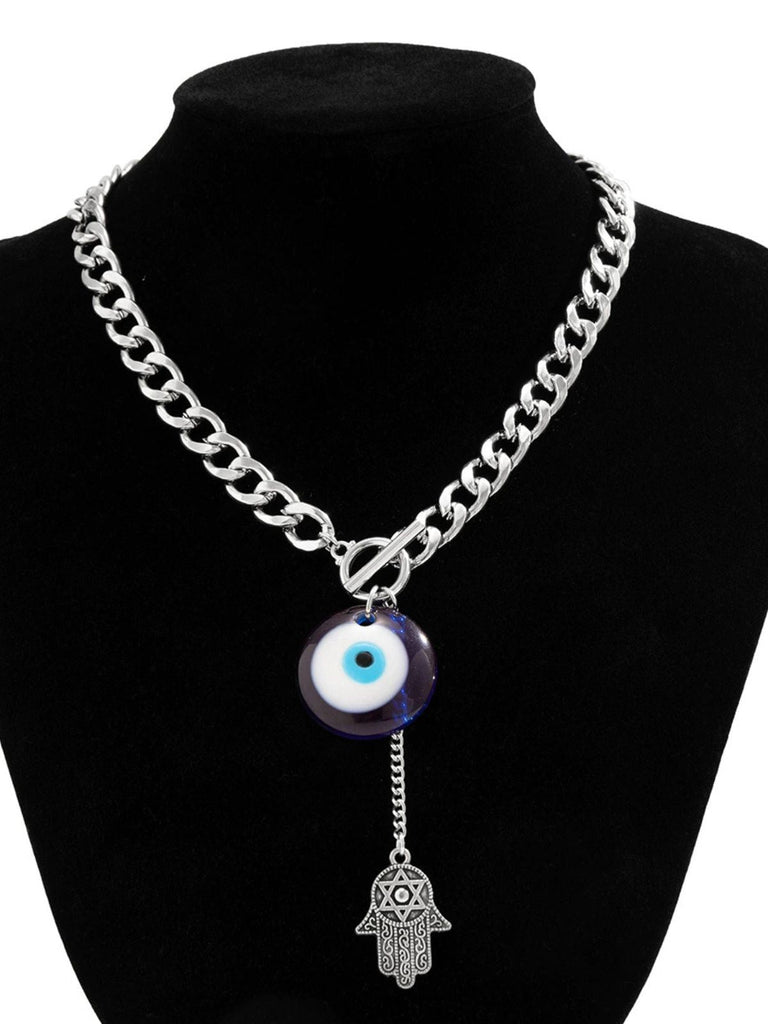 Collier pendentif gothique en forme de paume avec œil de démon