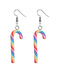 Boucles d'oreilles de Noël couleur bonbon en forme de canne arc-en-ciel