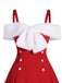 Robe de Noël Vitnage À Bretelle Année 50 Épaules Froides Avec Papillon Nœud