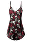 [Prévente] Pyjama noir à bretelles tête de mort et roses des années 1970