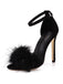 Escarpins à bride en daim et plumes