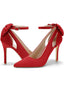 Chaussures Daim Nœud Bride Cheville Bout Pointu Talon Haut