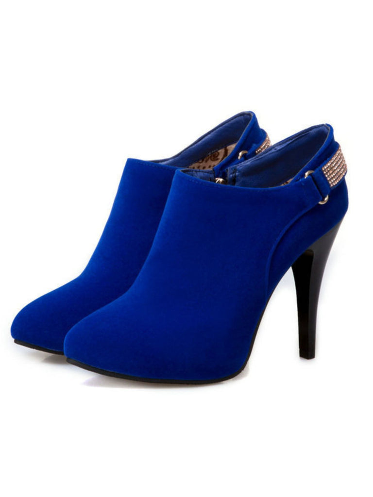 Escarpins vintage en velours uni bout pointu