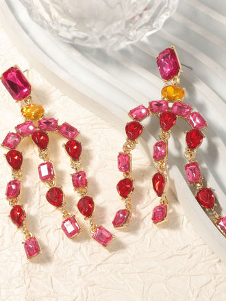 Boucles d'oreilles vintage en cristal et diamants en cascade