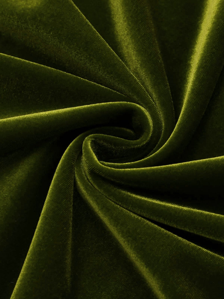 Robe Crayon Vintage Verte Année 60 Solide en Velours 16