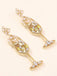 Boucles d'oreilles en forme de verre à champagne perles et pierres précieuses