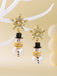 Boucles d'oreilles bonhomme de neige en strass flocons de neige et perles
