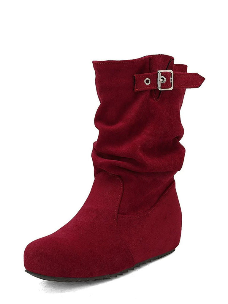 Bottes compensées en daim avec boucle