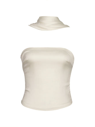 Haut tube dos nu en satin uni des années 1960