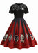 Robe patchwork imprimé toile d'araignée pour Halloween des années 1950
