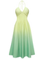 [Prévente] Robe dos nu verte dégradé et décolleté en V profond années 1940