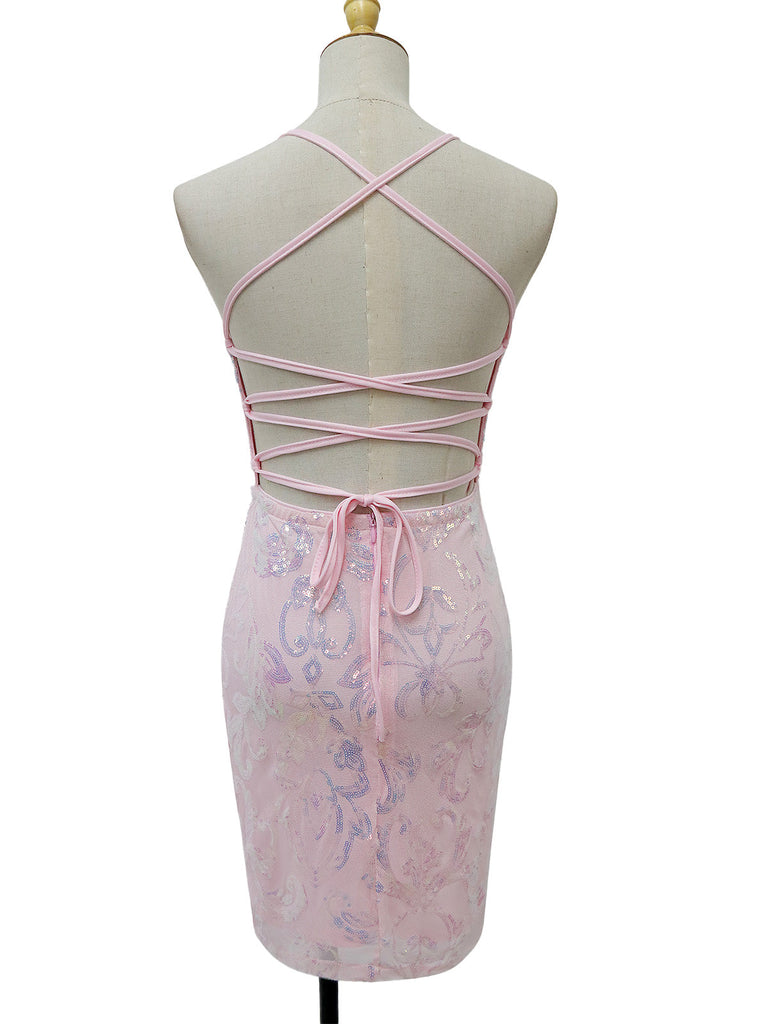 Robe Unie Paillettes Bretelles Épaghetti Dos Nu Années 1920